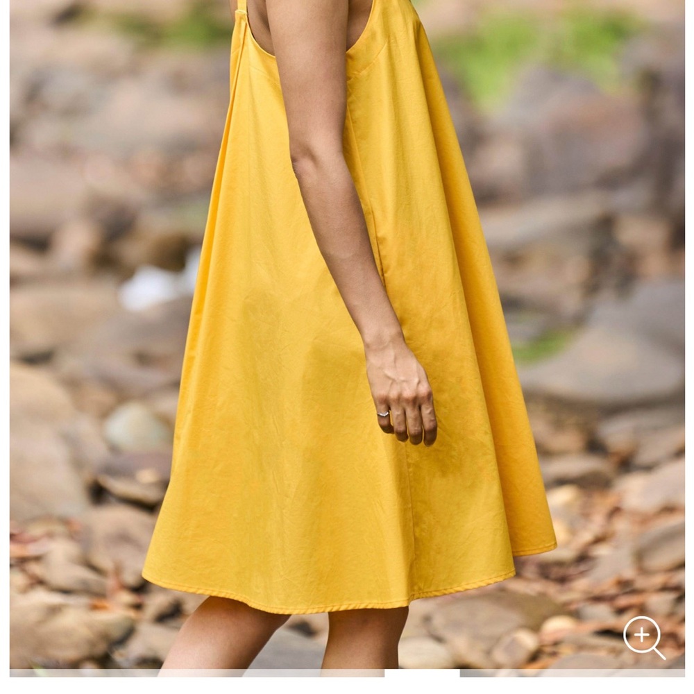 Sleeveless Mustard Yellow Button-Front Mini Dress - Picture 4 of 7